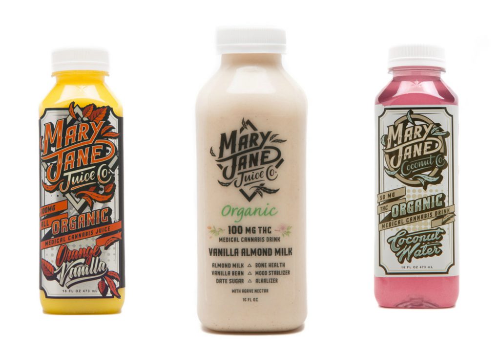 Mary Jane Juice almond milk packaging cannabis edibles